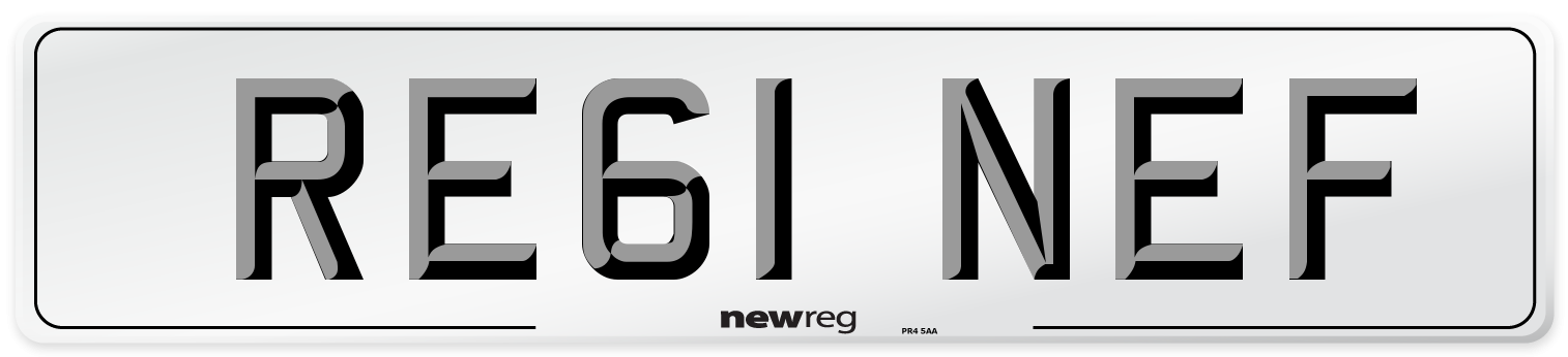 RE61 NEF Number Plate from New Reg